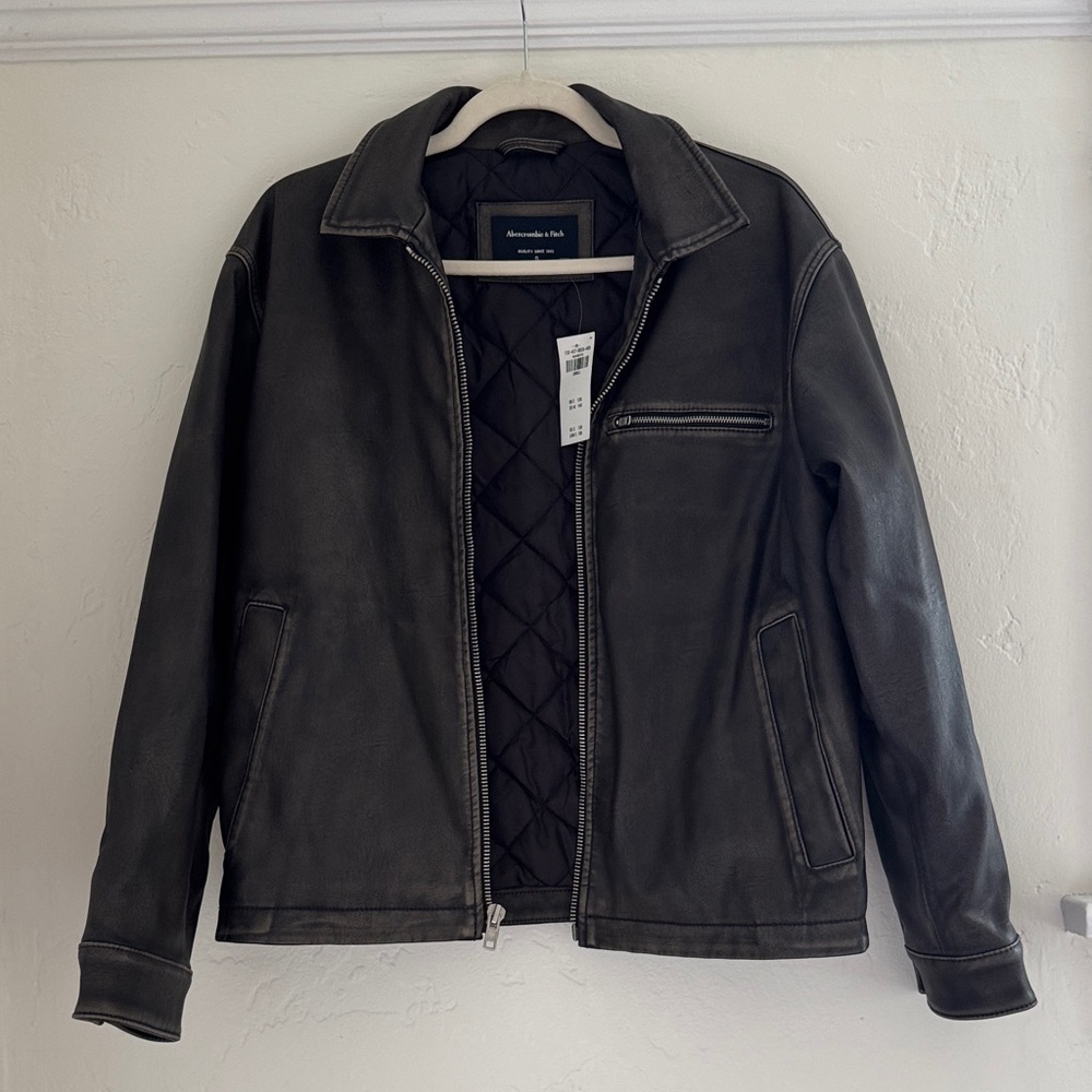 Abercrombie Men's Black Leather Jacket